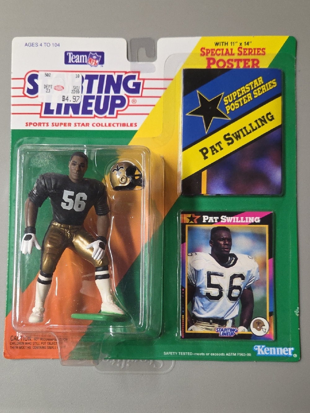 Kenner Starting Lineup Pat Swilling Action Figure - Gold & Black